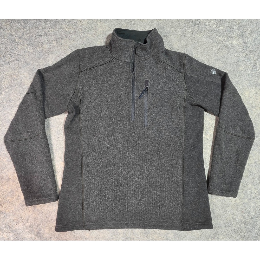 Kuhl Revel 1/4 Zip Sweater Mens Medium Charcoal Gray Fleece Pullover Jacket